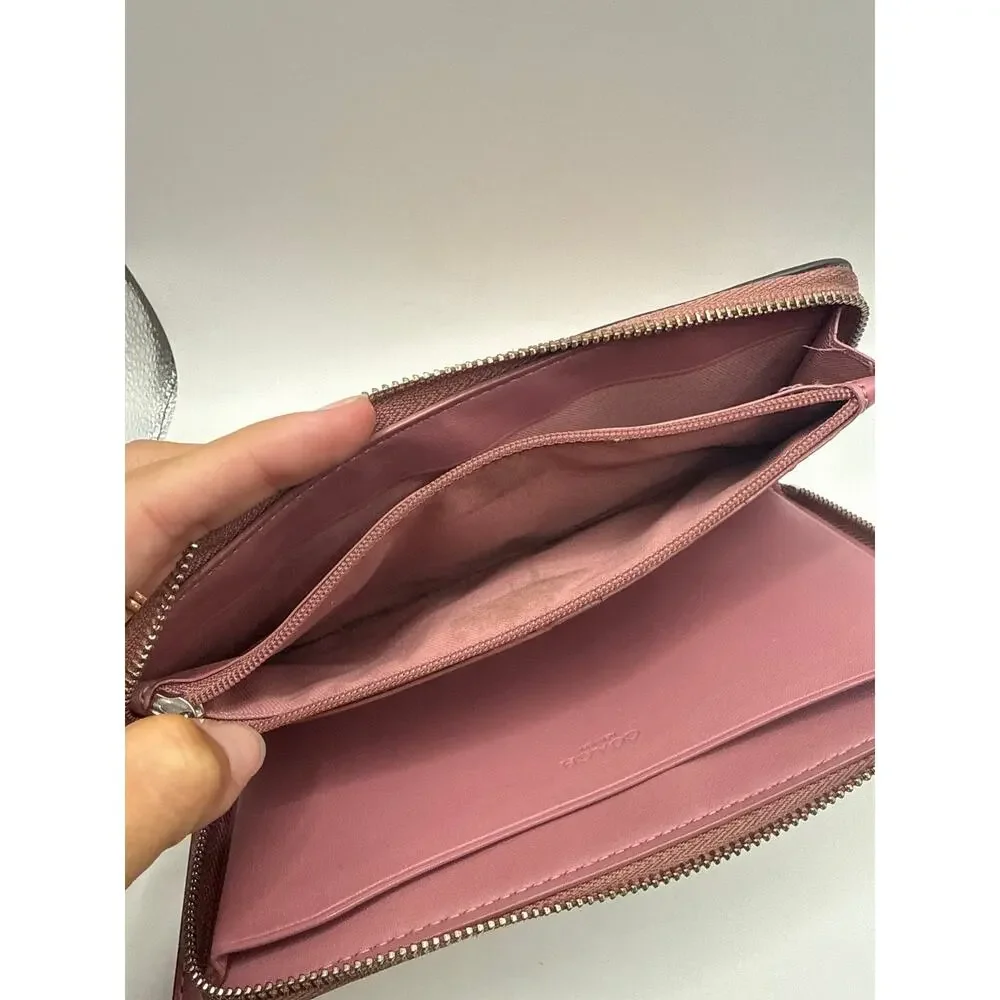 Coach Large Phone Wallet With Dandelion Floral Print Style 2877 Pink Wristlet